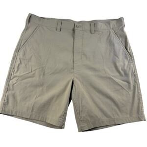 Eddie Bauer Men's Tech Shorts - Olive Size 40 Zippered Back Pockets Golf Stretch